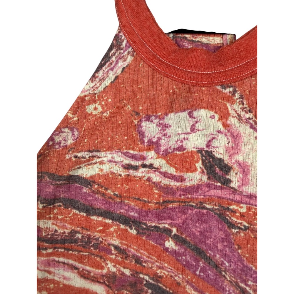 Free People Intimately Red Purple Marble Swirl Halter Top Racerback Ribbed M/L - Picture 3 of 6